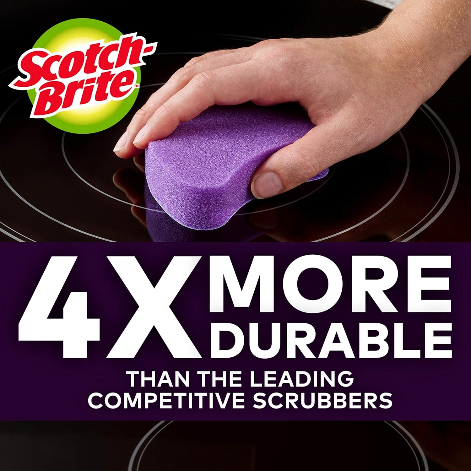 Scotch-Brite Scratch-Free Glass Cooktop Pads, Chemical-Free Cleaning, 2 Cleaning Pads