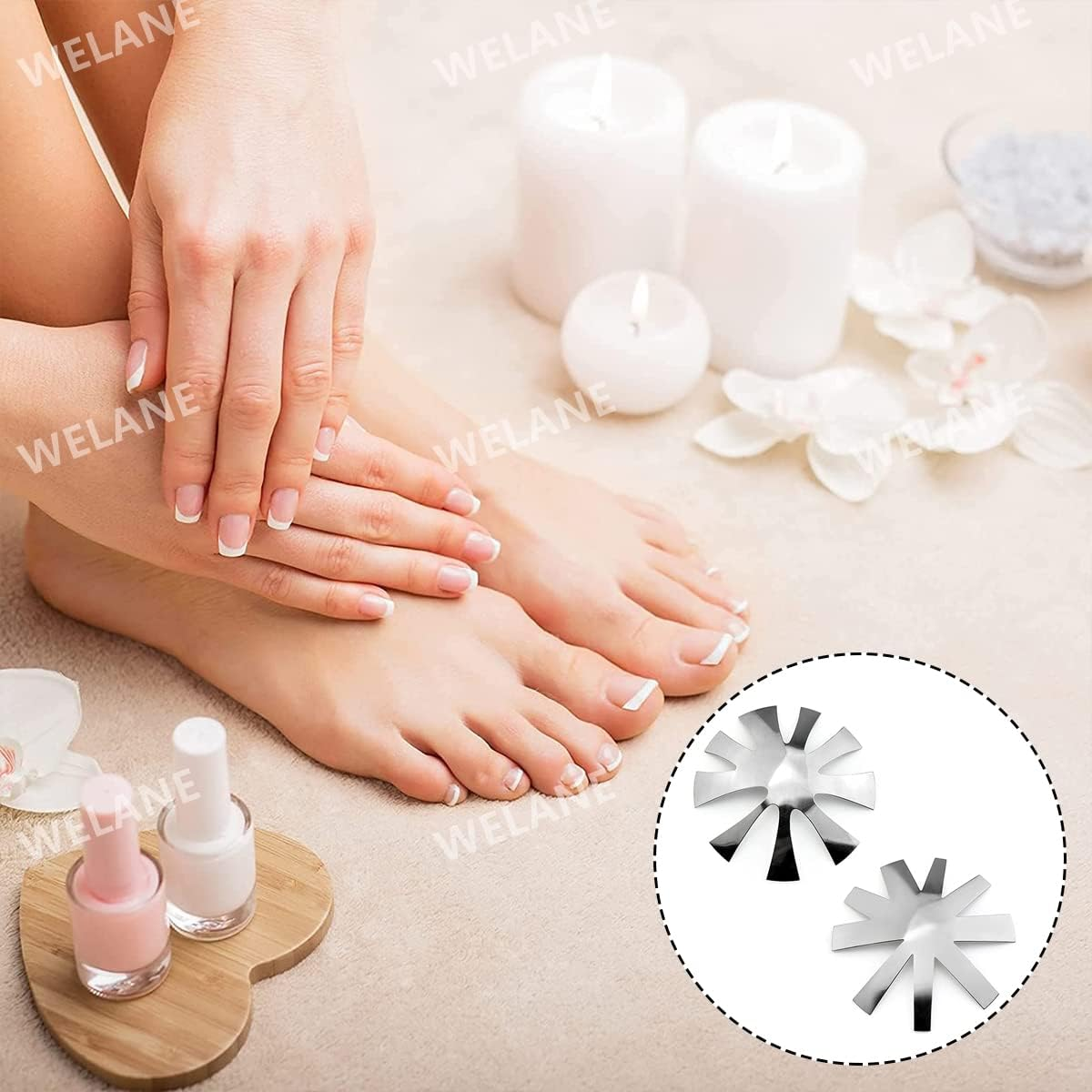 WELANE French Tip Tool, 2 PCS French Manicure Nail Art Tool for DIY Decoration Stencil Tools (18 Shape) image number 4