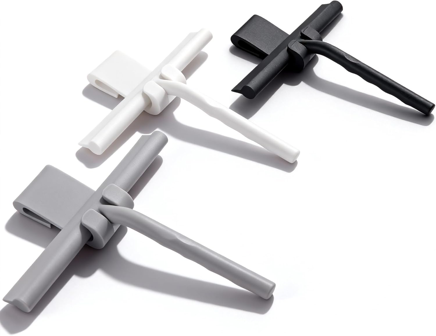 3 PCS Silicone Shower Squeegee with Hanger Window Squeege Glass Cleaner.Widow Wiper for Bathroom Kitchen Car Door Cleaning Tool Accessories(White Gray Black)