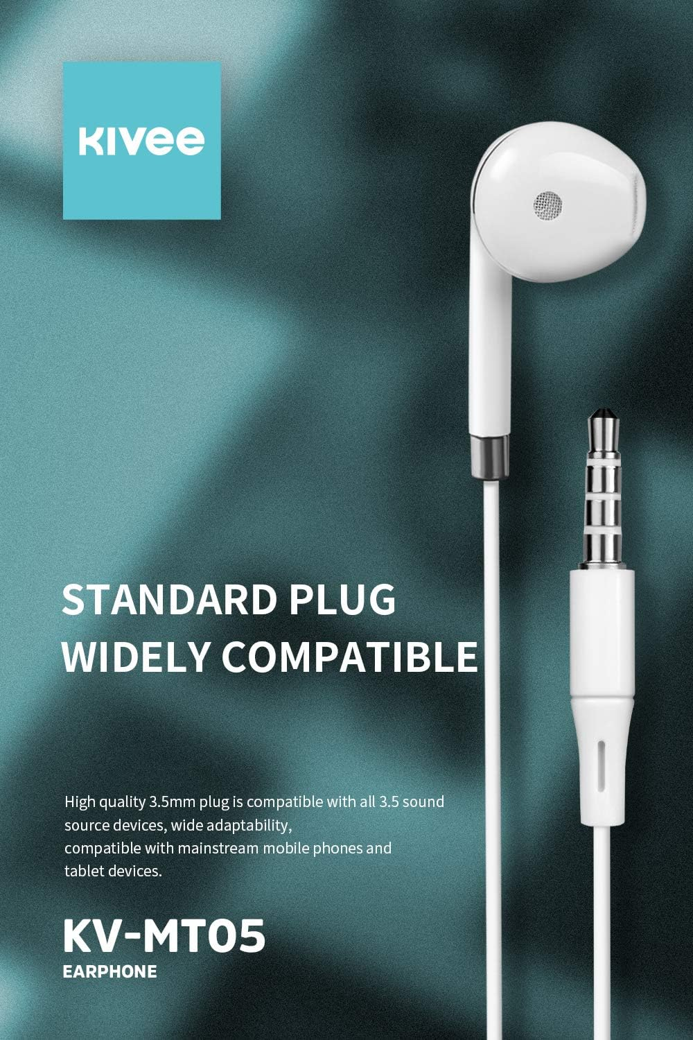 KIVEE MT05W Earphone 3.5Mm 1.2M White image number 4