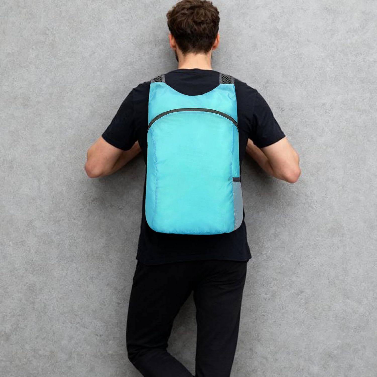 Ultra-Lightweight Foldable Backpack, Portable Foldable Outdoor Bag, Weighing 80G, for Hiking, Camping, Travel, Shopping, Cycling, Fitness, Fishing - Blue image number 6