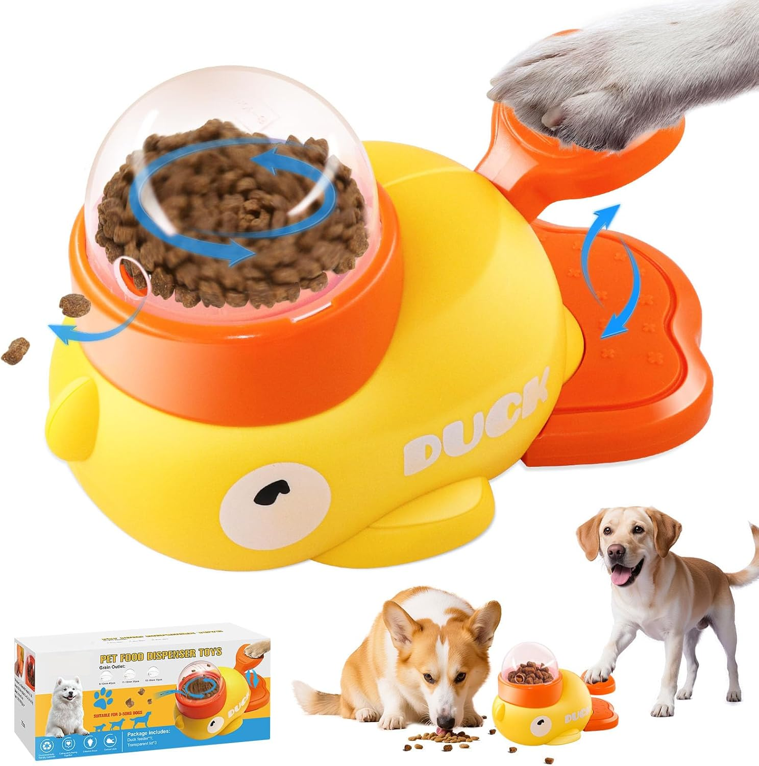 Cat Interactive Treats Dispenser, Dog Slower Feeder Puzzle Toys, Duck-Shaped Enrichment Toys for Cats and Small Dogs, Interactive IQ Training Reduces Bloating image number 6