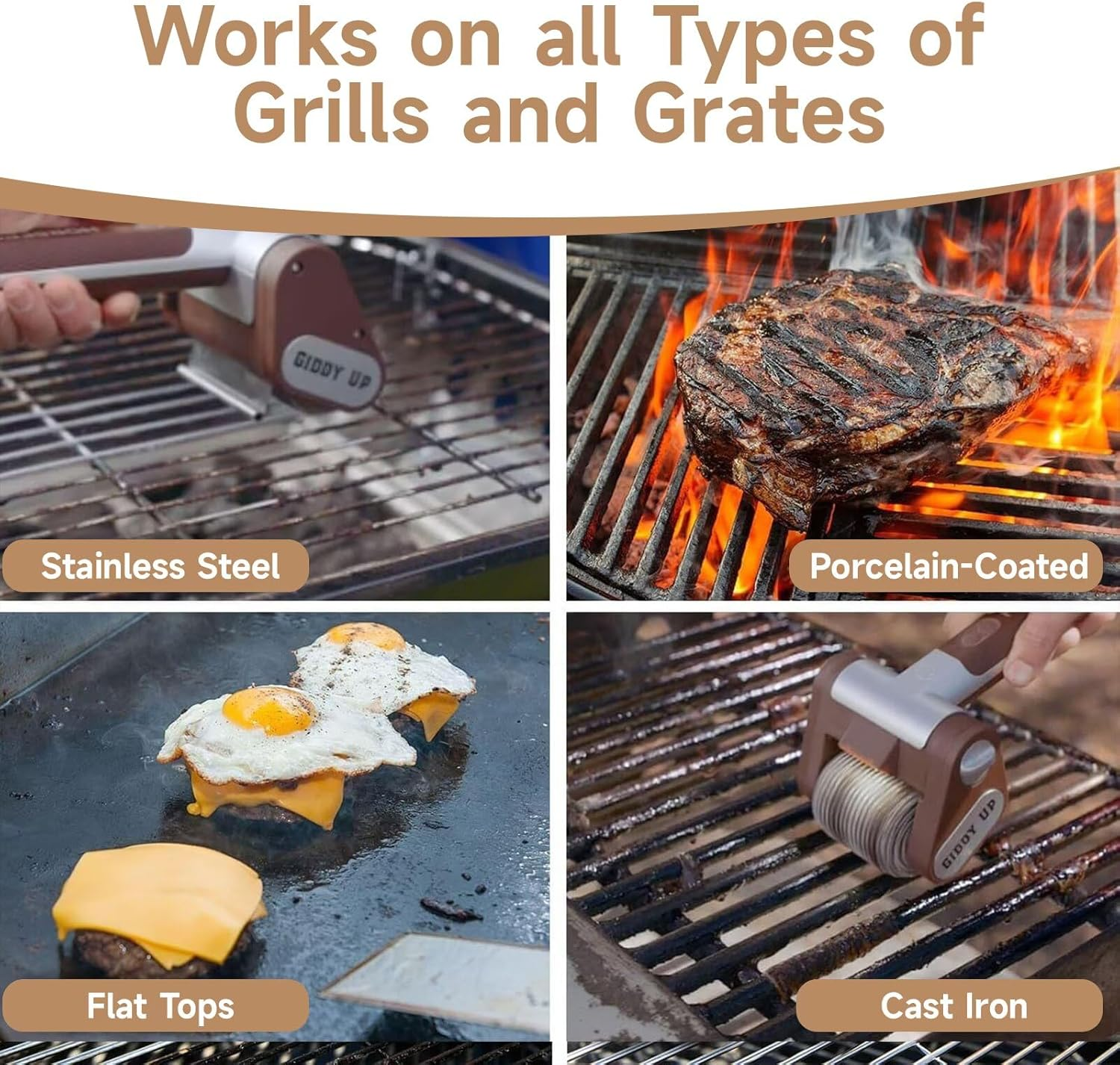 ZVCXOE Electric Grill Cleaner Cordless Stainless Steel Electric Drum Hairless Spin Grill Brush 350RPM Stainless Steel Drum Suitable for Outdoor Grilling Brown image number 2