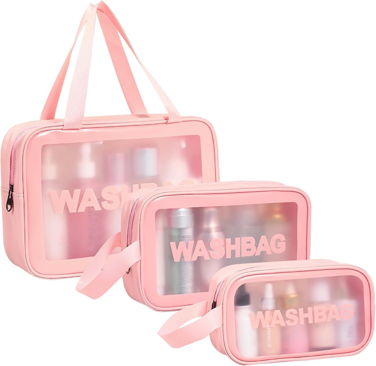 QAUARUMSUN 3Pcs Makeup Bag Toiletry Bag Travel Bag,Travel Essentials for Women, Waterproof Clear Bag Cosmetic Bag for Cosmetic, Toiletries, Tool Accessories(Black)