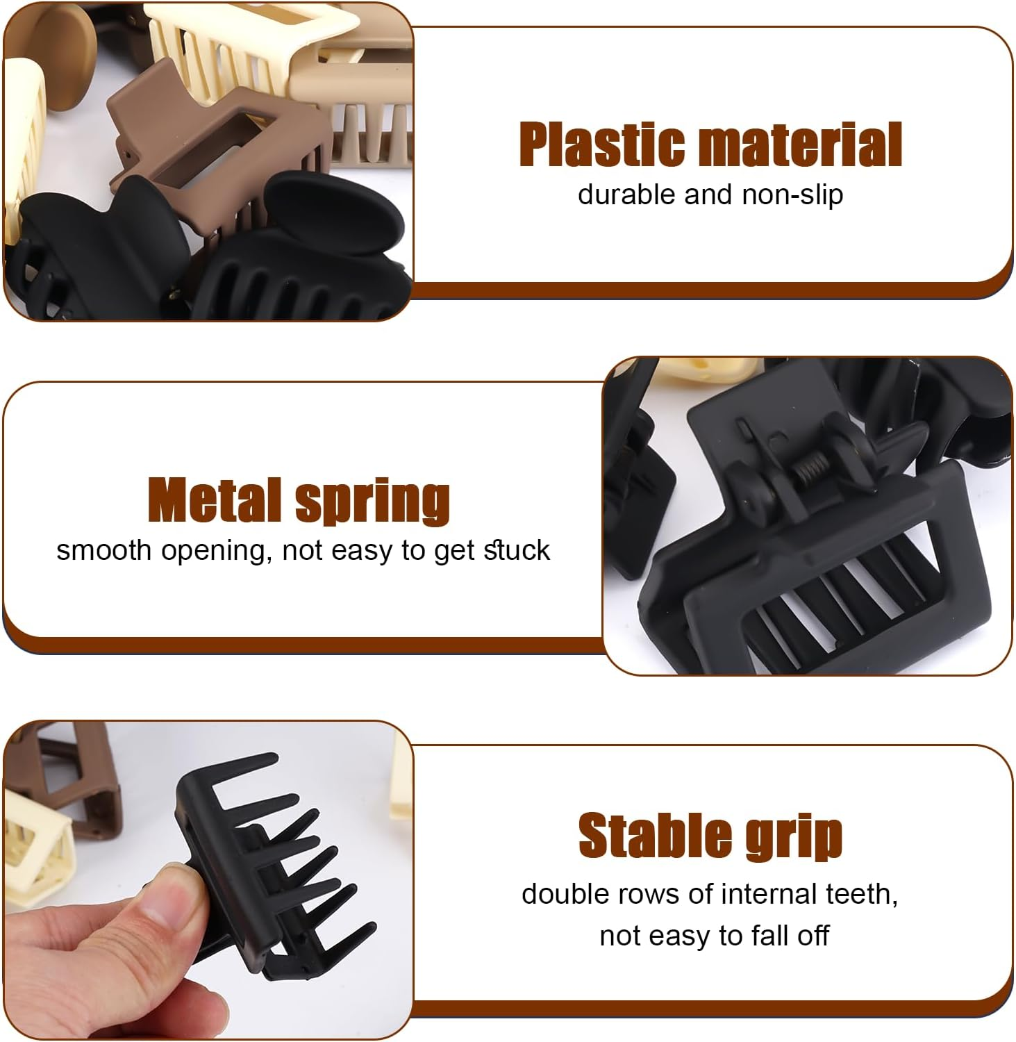 Set of 10 Hair Clips, Small Matt, 4 Cm Hair Clips, Women'S Set, Hair Clips with Double Row Teeth, Non-Slip Fashion Matte Haapanger, Thin Hair, Matte for Thin, Thick Hair (Natural Colours) image number 5