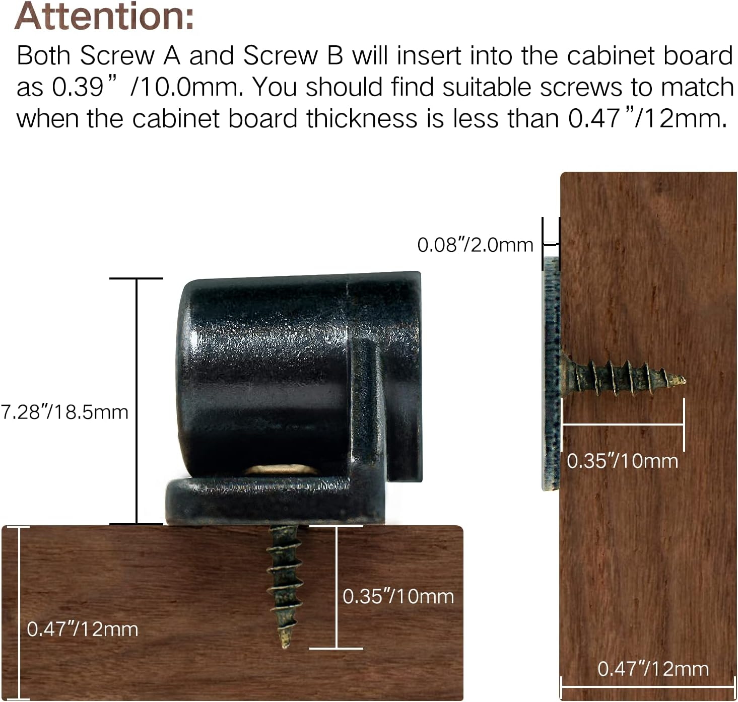 Sunivaca Cabinet Magnets 8 Pack Magnetic Door Catch RV Cabinet Latches and Catches Premium Quality Zinc Alloy Cabinet Door Magnet Catch Hardware for Kitchen Cupboard Closure Closet Door Close - Black - 8, Gun Metal image number 4