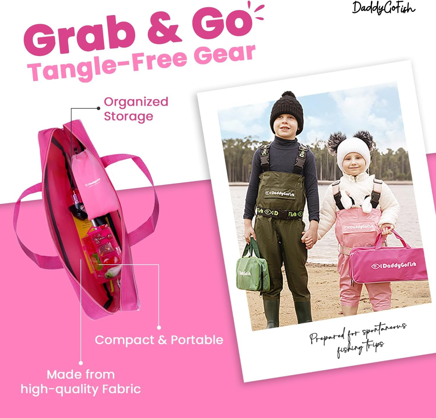 Daddygofish Kids Fishing Pole &ndash; Telescopic Rod & Reel Combo with Collapsible Chair, Rod Holder, Tackle Box, Bait Net and Carry Bag for Boys and Girls - 5 Feet, Blue image number 3