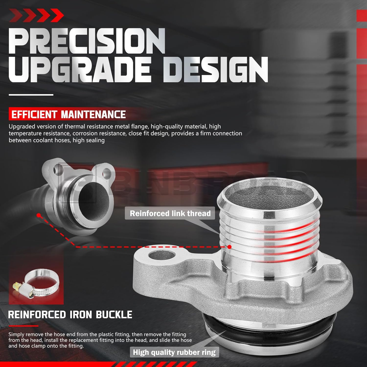 BINB Road Coolant Hose Metal Flange Upgrade 11537603514 Compatible with BMW 125I 220I 228I 320I 328I 420I 428I 520I 528I X1 X3 X4 X5 X6 Z4 image number 5