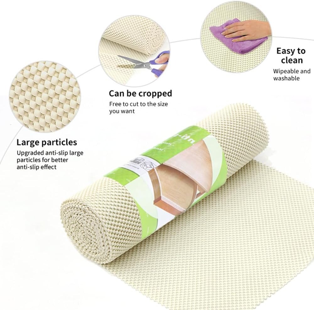 Non-Adhesive Roll Drawer Liners,11.8Inx4.9Ft Strong Grip Non-Slip Shelf Liner for Kitchen Cabinets, Cupboards, Drawers & Shelves, Durable & Protective (Gray) image number 3