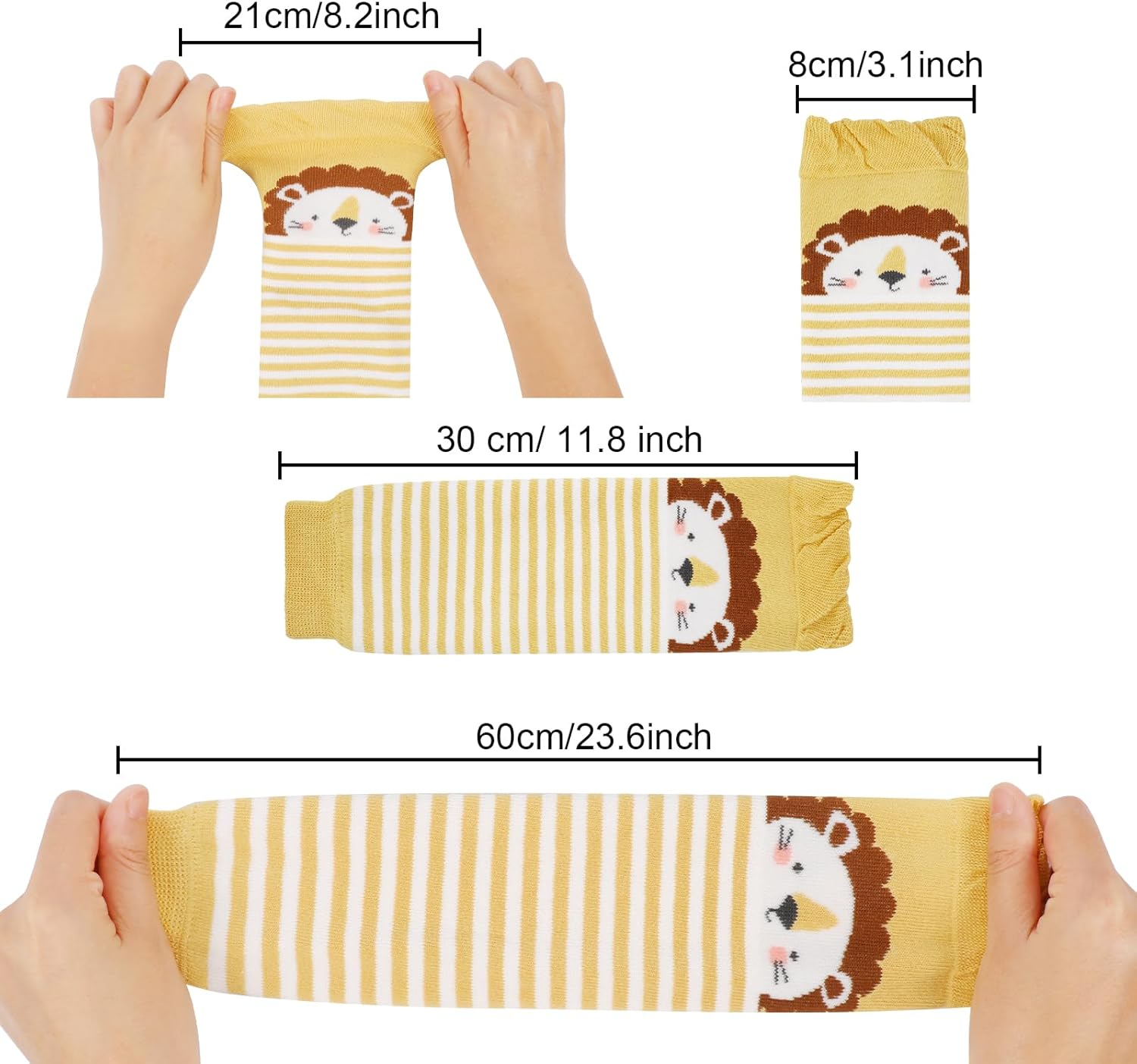 XEPST Pack of 3 Toddler Baby Leg Warmers, Cute Animal Pattern Leg Warmers, Knee Socks, Baby Knee Pads, Leg Sleeves Leggings for Baby Children, Toddlers, Girls, Boys, 0-3 Years, One Size image number 4