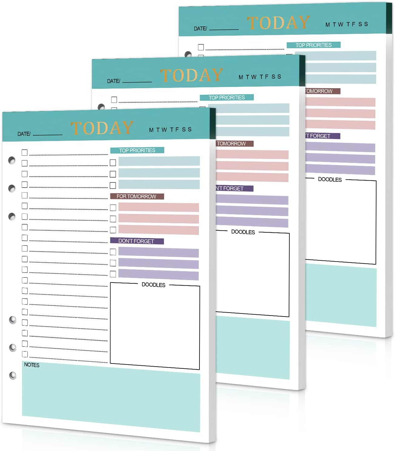 A5 Refill Paper Planner Inserts, 3 Pack 6 Holes Loose Leaf Refill Paper, 300 Pages Budget Planner Binder Inserts Journals Notebook for Memo, to Do List, Planners 21 X 14.2Cm image number 3