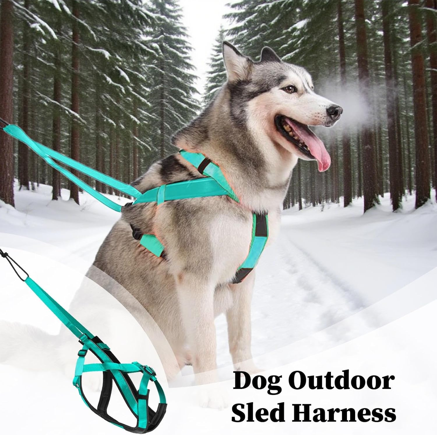 Pulling Harness for Dogs | Reflective Big Dog Harness,Comfortable Adjustable Strap for Sled Training Walking Pulling Exercise Outdoor Activities image number 2