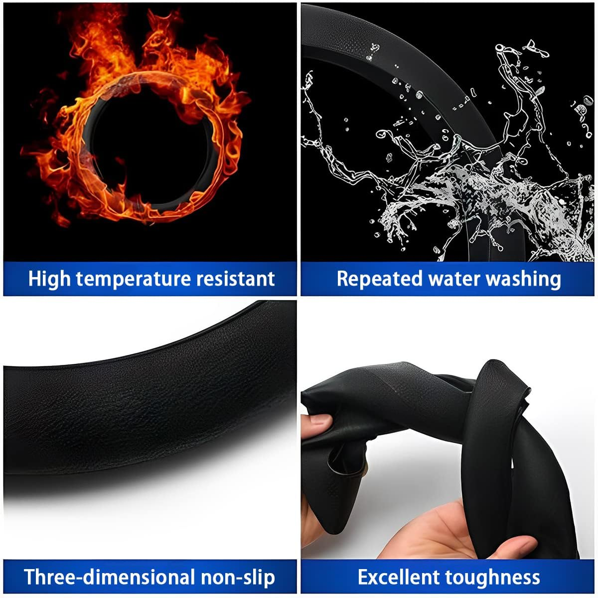 AICEL Car Silicone Steering Wheel Cover, Soft Anti-Slip Auto Steering Wheel Protector Fit 14 Inch, Universal Vehicle Interior Accessories for Cars, Suvs, Trucks, and Vans (White)