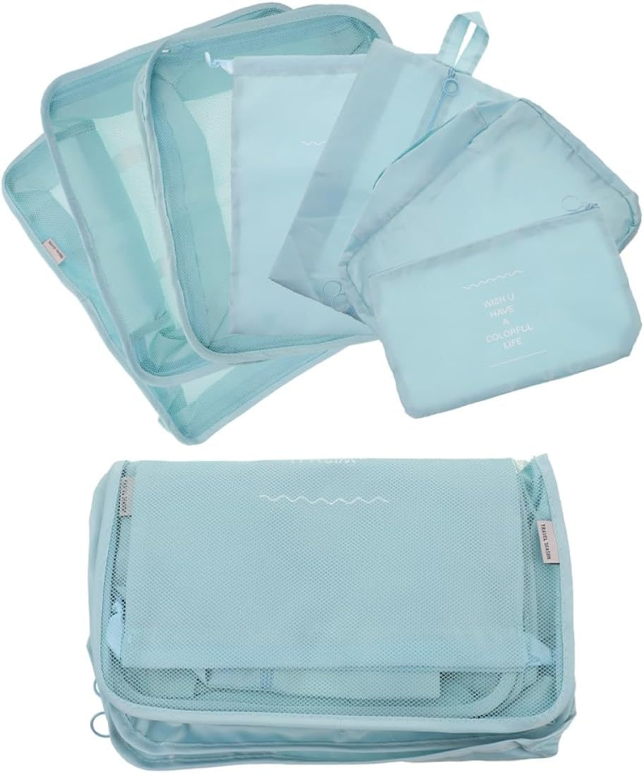 COLLBATH 14Pcs Travel Storage Bag Set Suitcase Organizer Packing Cubes for Clothing Underwear Shoulder Straps image number 2