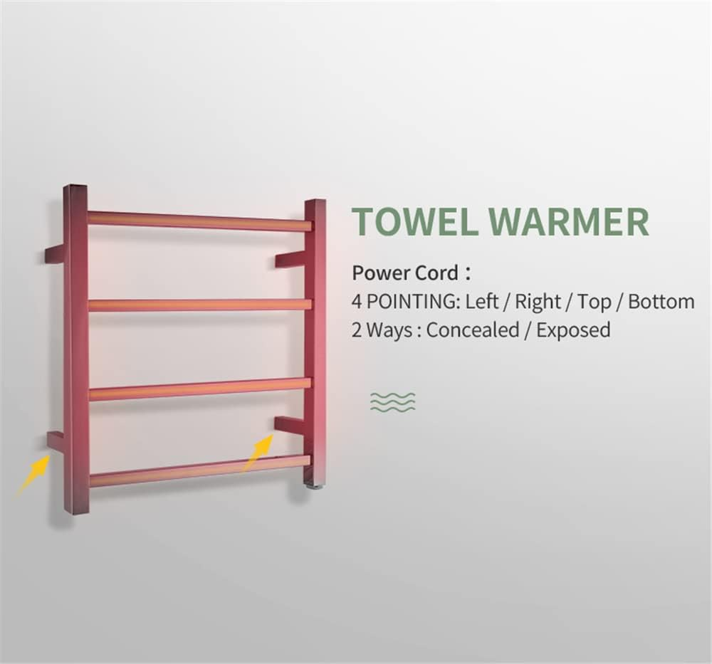 ACA Trading SAA Bathroom Heated Towel Rack,4 Rungs Square Electric Heated Towel Rail,Wall Mounted Towel Warmer Dryer,Stainless Steel Clothes Towel Drying Heater,Waterproof IP55 &SAA Apporved(Silver) - Chrome - 6 Bar image number 7