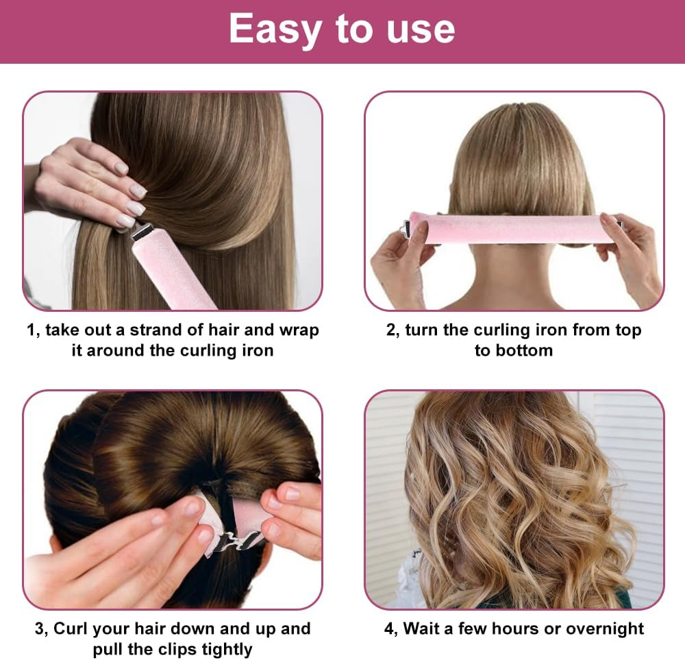 Pack of 4 Curls without Heat, Heatless Curls Band, Curlers Large for All Hair Types image number 4