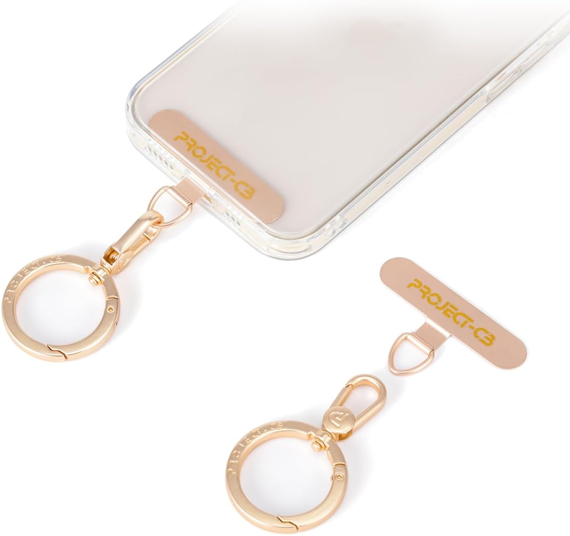 Project-Cb Phone Tether Tab &times;1,Spring Ring &times;1,Metal Patch,Universal Phone Lanyard Patch without Adhesive,Phone Strap Replacement Part for Cell Phone (Gold)