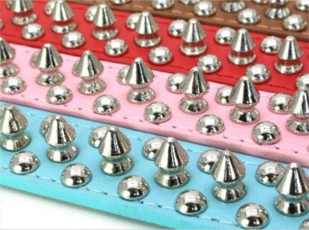 Serijoars Spiked Dog Collar Soft Pu Leather Mushrooms Rivet Spike Studded Dog Collar Adjustable Puppy Collars (M, Hot Pink) image number 4