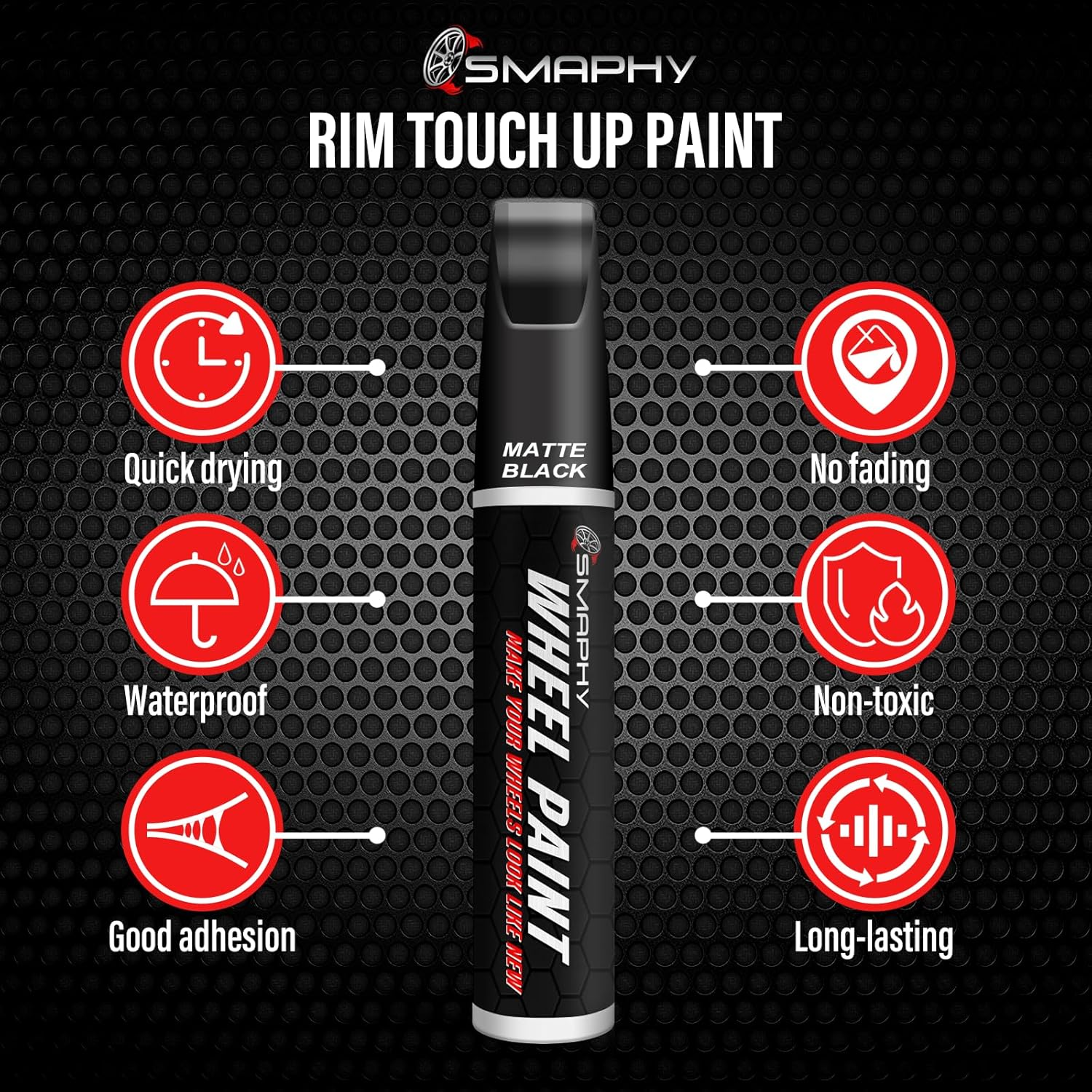 SMAPHY Wheel Scratch Repair Kit, Matte Black Rim Touch up Paint, Repair Curb Rash, Scratches, and Scuffs Quickly and Easily, Universal Color Black Wheel Paint image number 5