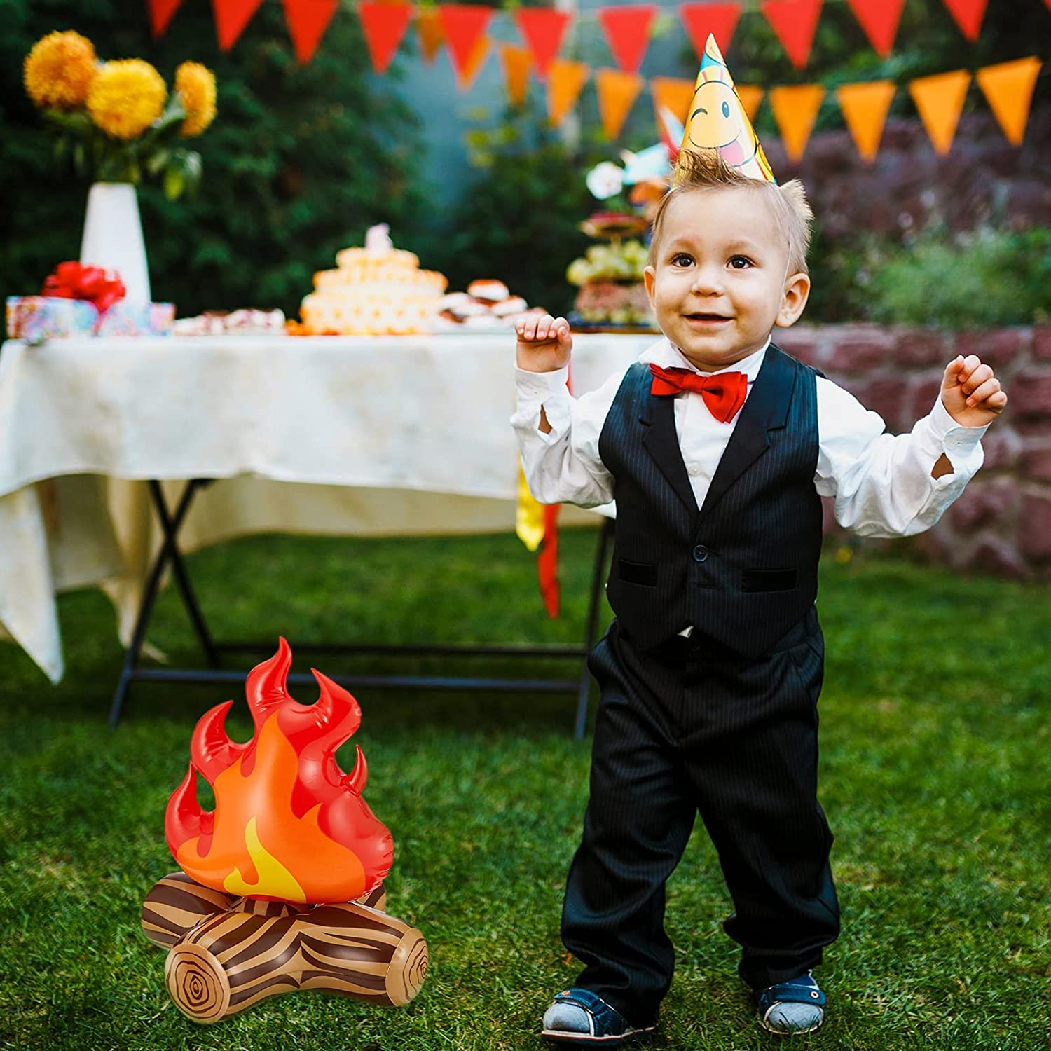 2Pcs Inflatable Fake Campfire Camping Props Bonfire Party Decor Campfire Party Decorations Artificial Flame for Indoor Camping Overnight and Scene Setting image number 4