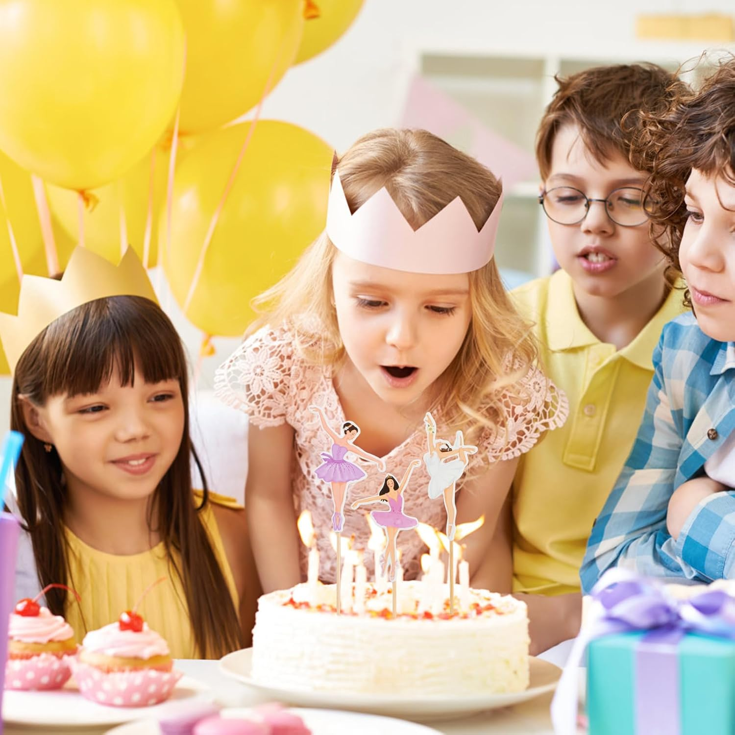 Aomhrek Ballerina Cake Topper Set, 8 PCS Personalised Cupcake Toppers for Girls, Princess Cake Toppers, Perfect for Cupcakes and Birthday Parties image number 4