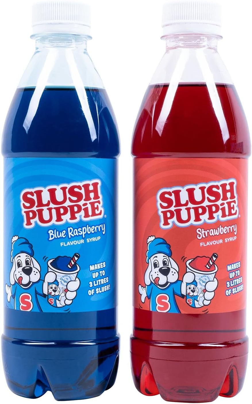 Slush Puppie Twin Pack Syrups Blue Raspberry and Strawberry 500Ml, Classic Flavours for Slush Puppie Machines image number 1