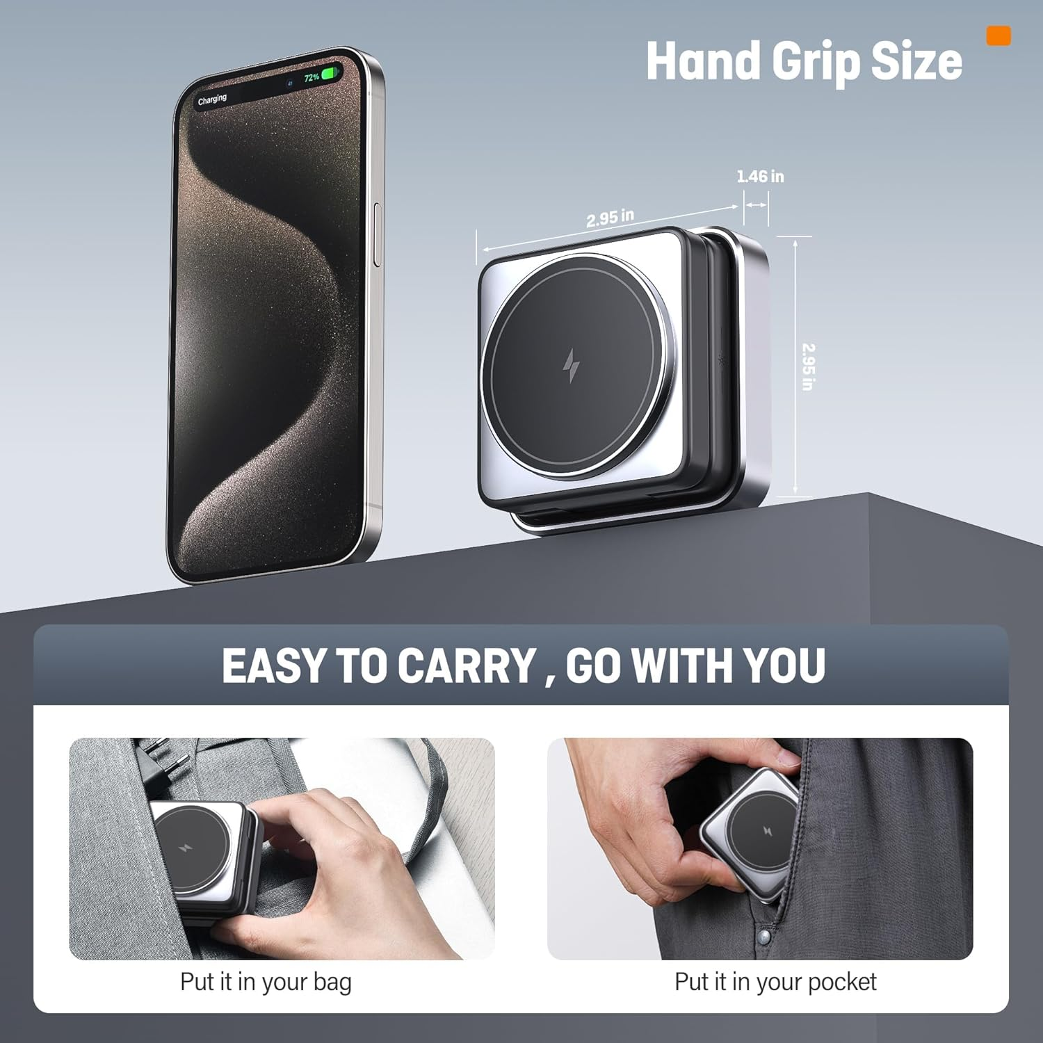 【2025 Upgraded】Magnetic Wireless Charger 3 in 1, Travel Foldable Wireless Charging Station with Night Light for Apple Magsafe Charger, Nightstand Fast 15W Charging Station (20W Adapter) image number 4