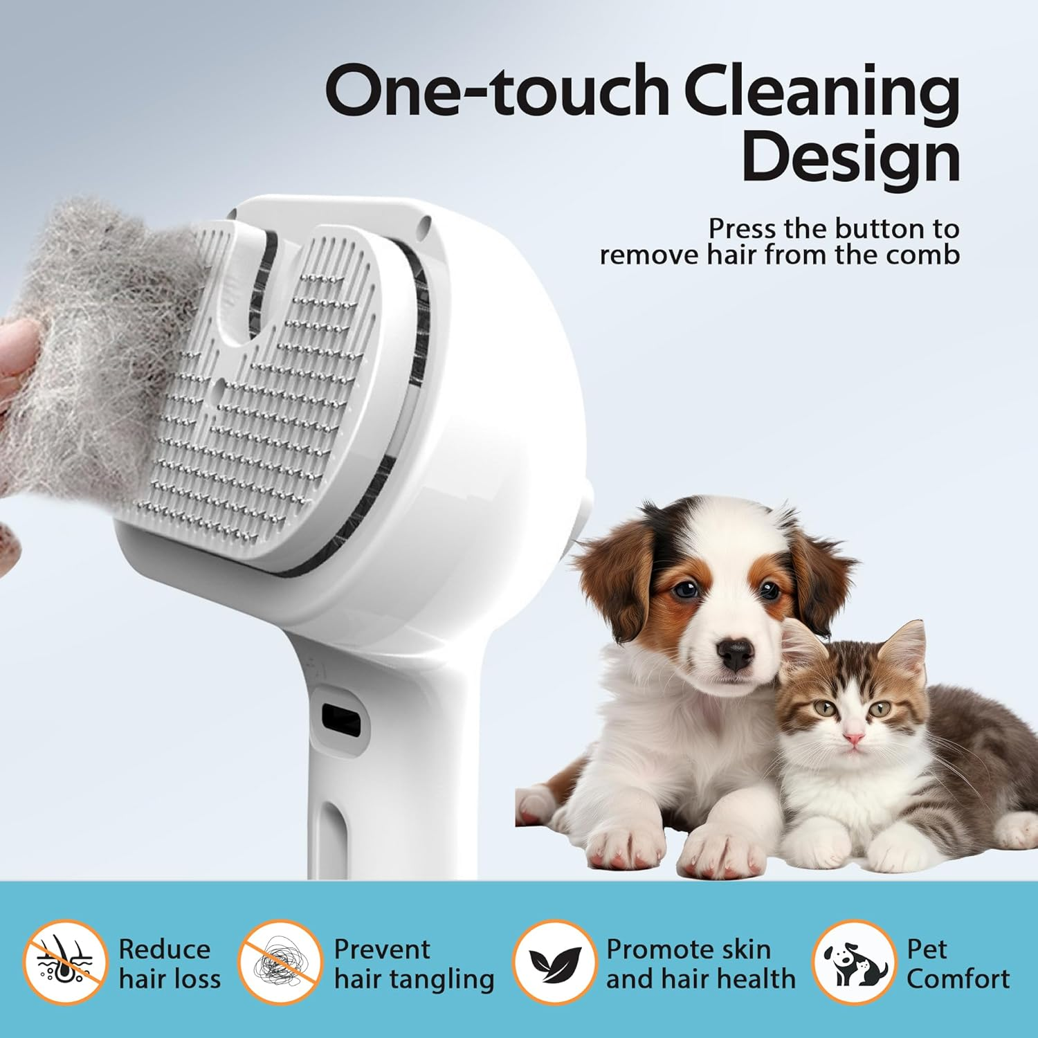 Pet Grooming Brush with Electronic Mist Spray - Gentle Deshedding Tool for Cats & Dogs, Reduces Shedding, Easy to Use, Soft Bristles, Promotes Healthy Coat-Comes with a Hair Smoothing Comb image number 4