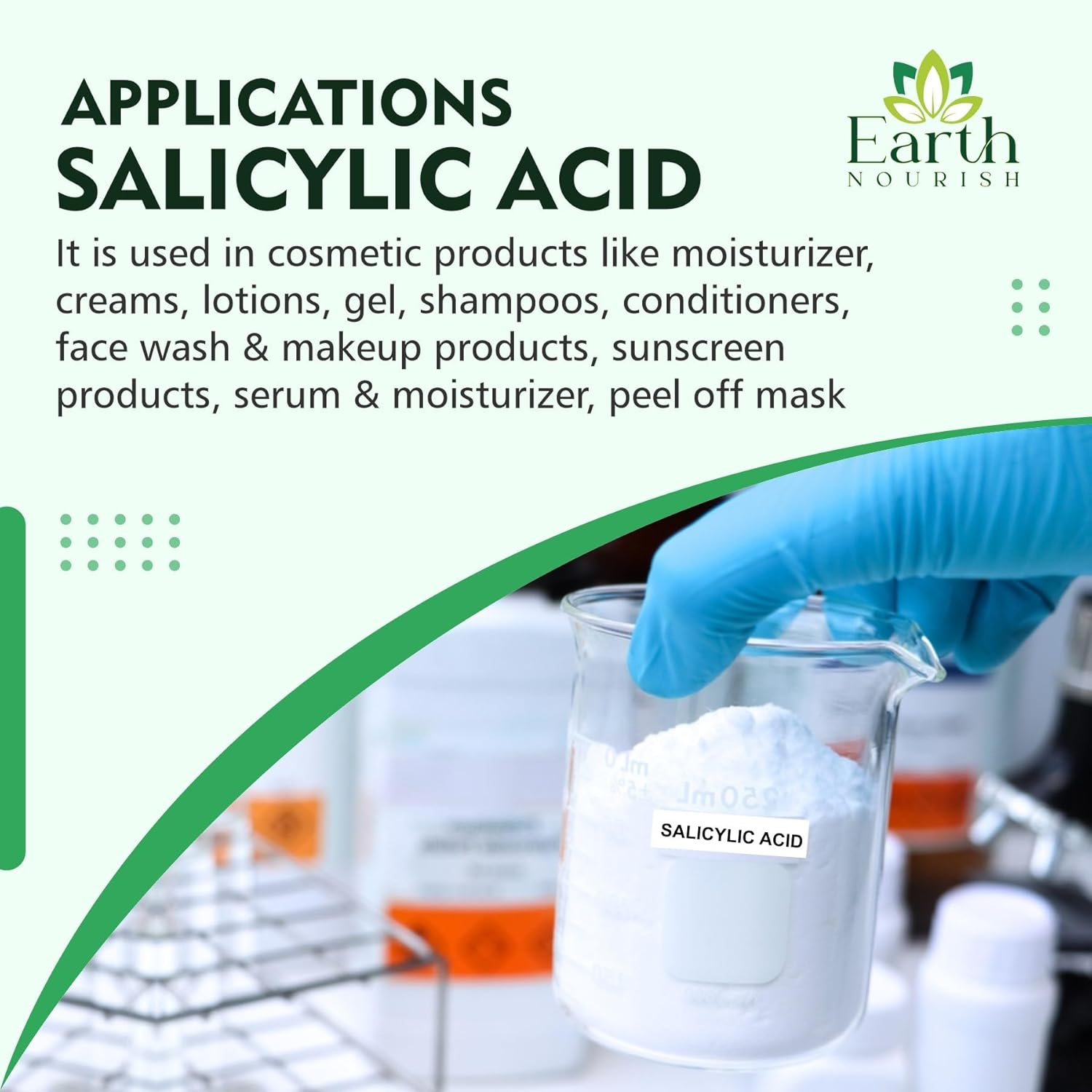 Earth Nourish Salicylic Acid Powder -100G / 3.52 Oz | Pure Original Ingredients with No Adulterants, Cosmetic Grade for DIY Skin Care & Industrial Use