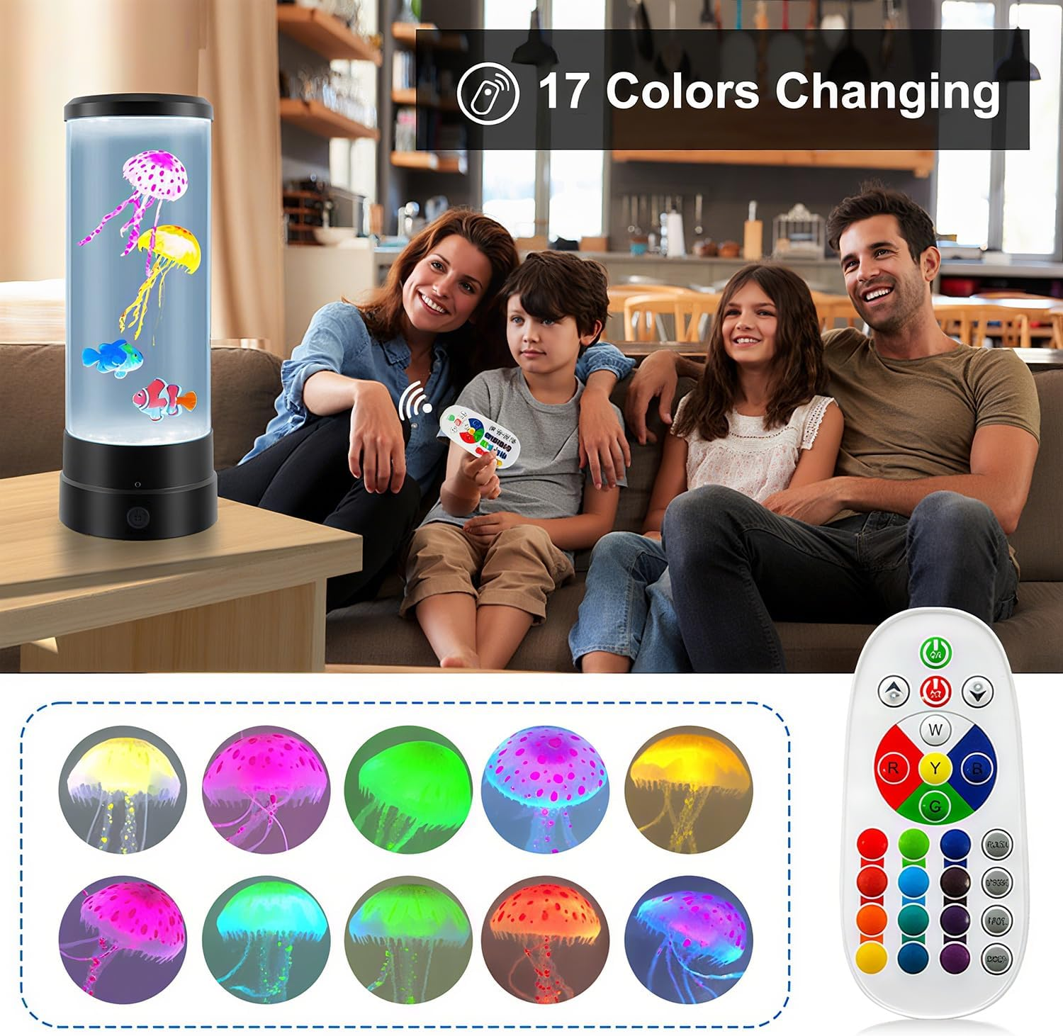 Jellyfish Lamp,Jellyfish Lava Lamp Night Light Mood Light for Kids 17 Colors Changing with Remote Control,Usb Powered Jellyfish Lamp for Adults,Christmas Halloween Gifts for Teen Boys Room Decoration. image number 2