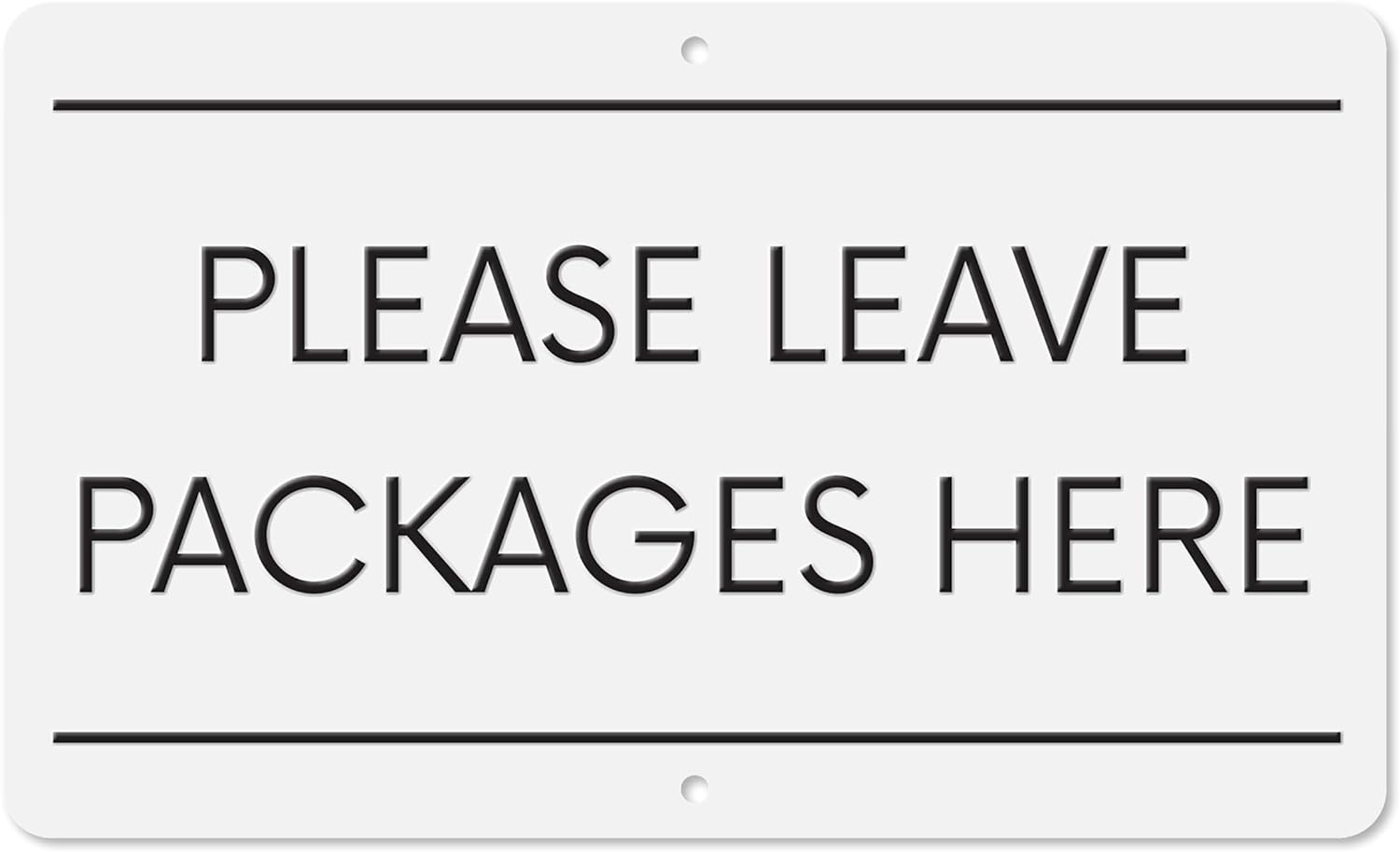 Please Leave Packages Here | White Aluminum Outdoor Metal Delivery Sign, 3" X 7"