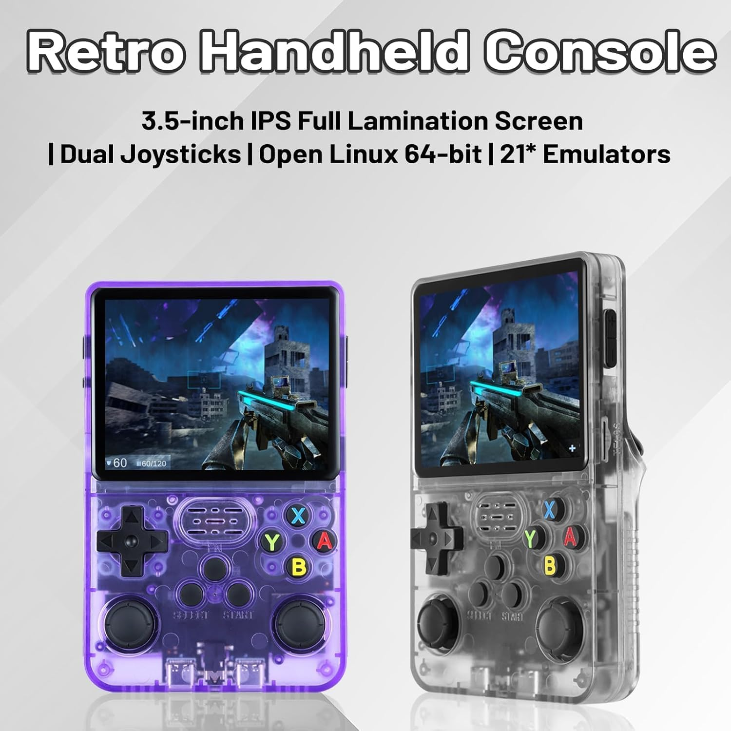 R36S Retro Handheld Games Console-With Open Source System - 3.5" IPS Screen, Portable Gaming Player for Travel-Black image number 2