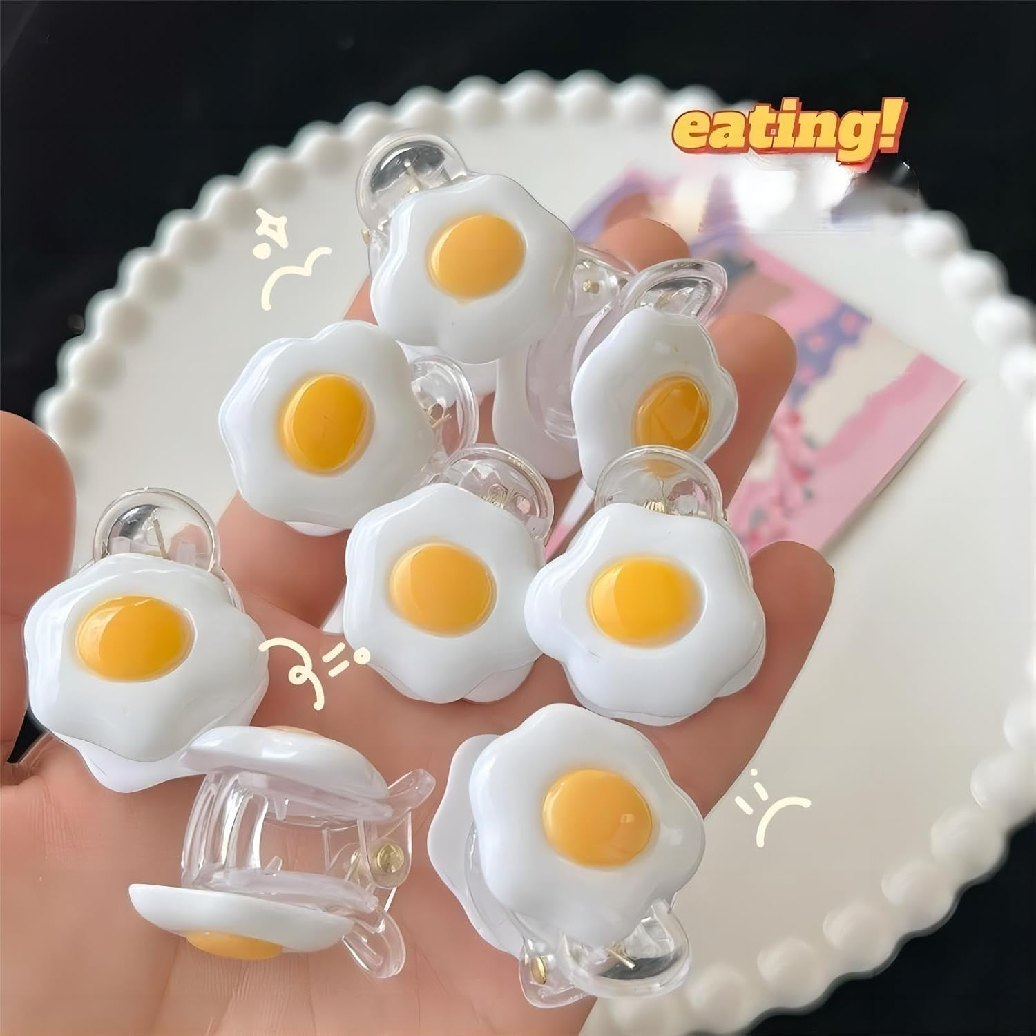 4 Quirky Egg Shaped Hair Clips, Cute Clips, Minimalist Hair Clips, Women'S Headwear Hair Accessories image number 3