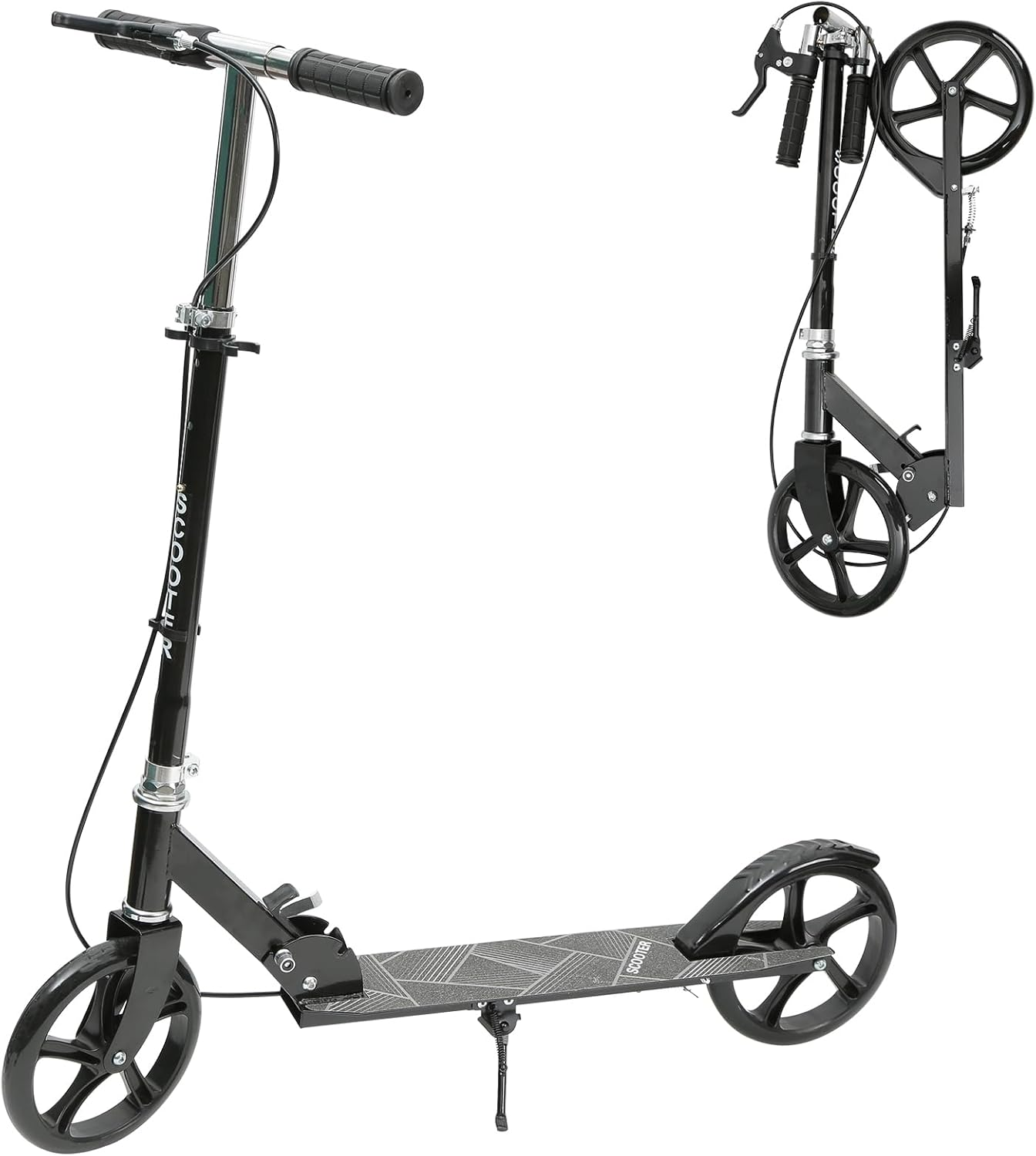 Joywoof Foldable Scooter for Kids Ages 8+ Height Adjustable with 8" Big Wheels, Portable Scooters for Adult Teenagers Kids Riders up to 250 Lbs Black image number 2