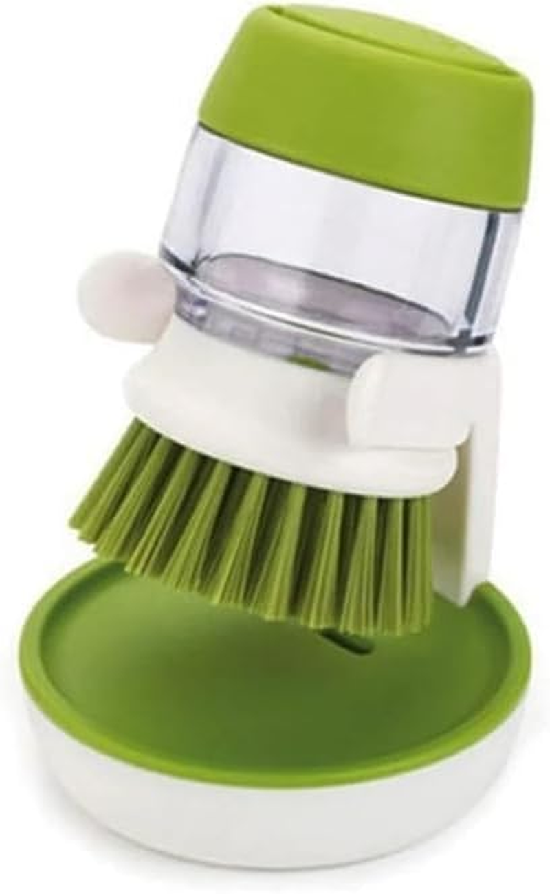 3-In-1 Soap Dispensing Cleaning Palm Brush,1Pc Soap Dispensing Palm Brush,Kitchen Cleaning Brush Liquid Addition Soap Brush,Press Cleaning Brush Kitchen Pot Cleaning Brush with Soap Dispenser,Green