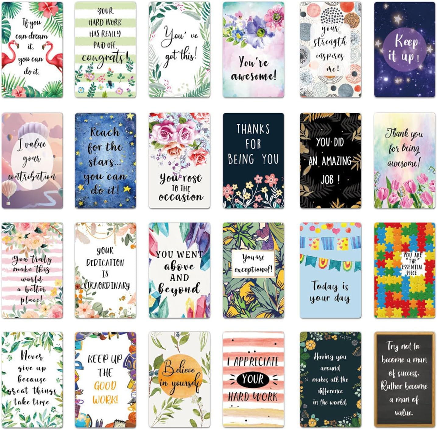 72Pcs Motivational Encouragement Quote Cards Inspirational Cards Positive Kindness Card Small Mini Encouragement Card for Women Students Girls Teens-8.3X5.3Cm image number 1