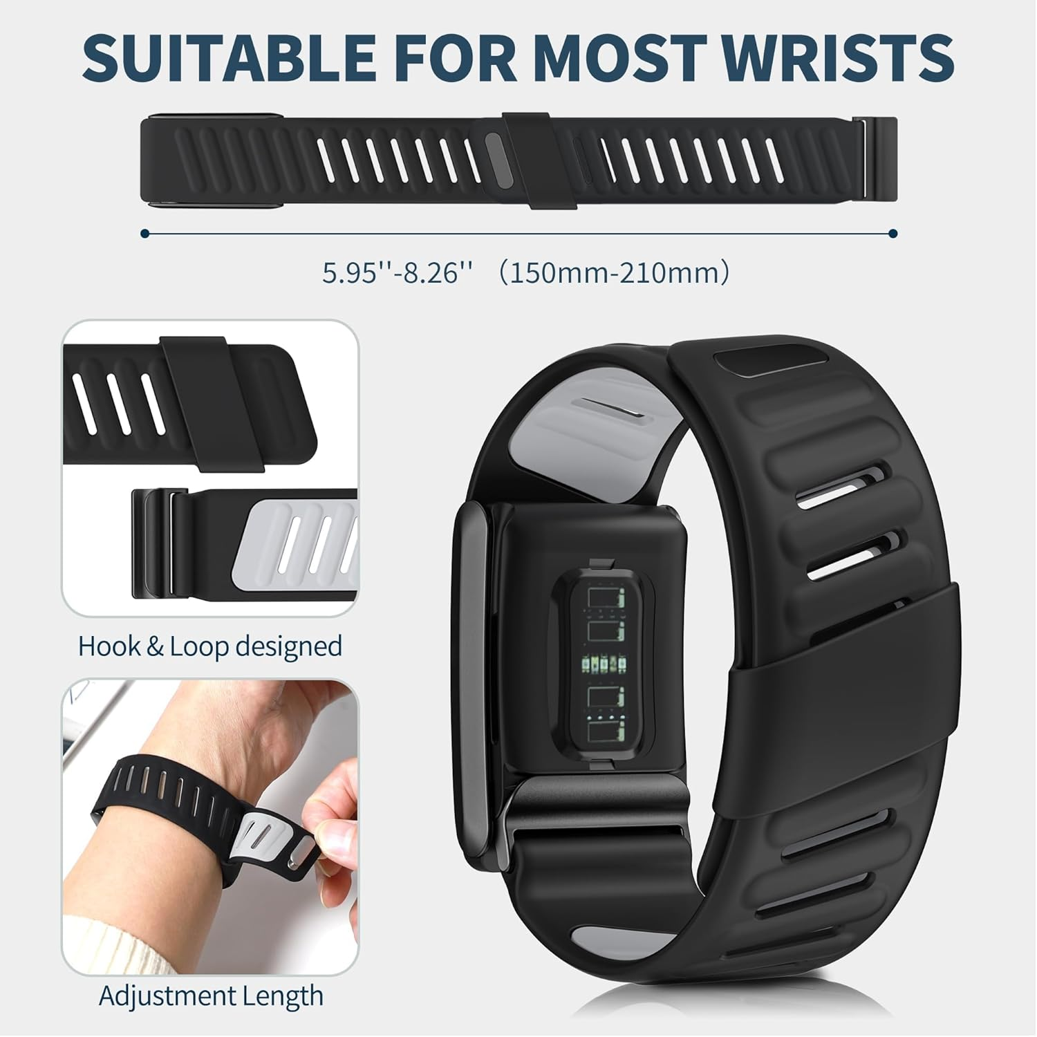 Comfort Durable Silicone Wristband Compatible with WHOOP 5.0, Whoop Mgband, Soft Silicone Sports Loop Strap for Men & Women, with U Shapped