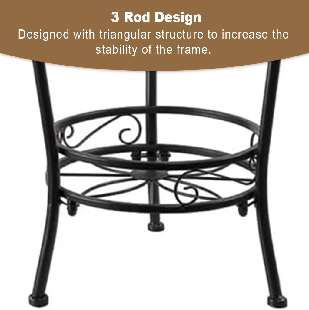 Delsol Metal Plant Stand Indoor Outdoor, 2 Tier 70Cm Tall Plant Stands, Flower Potted Stand, Heavy Duty round Corner Planter Holder, Rustproof Supports Rack outside (Black) image number 1