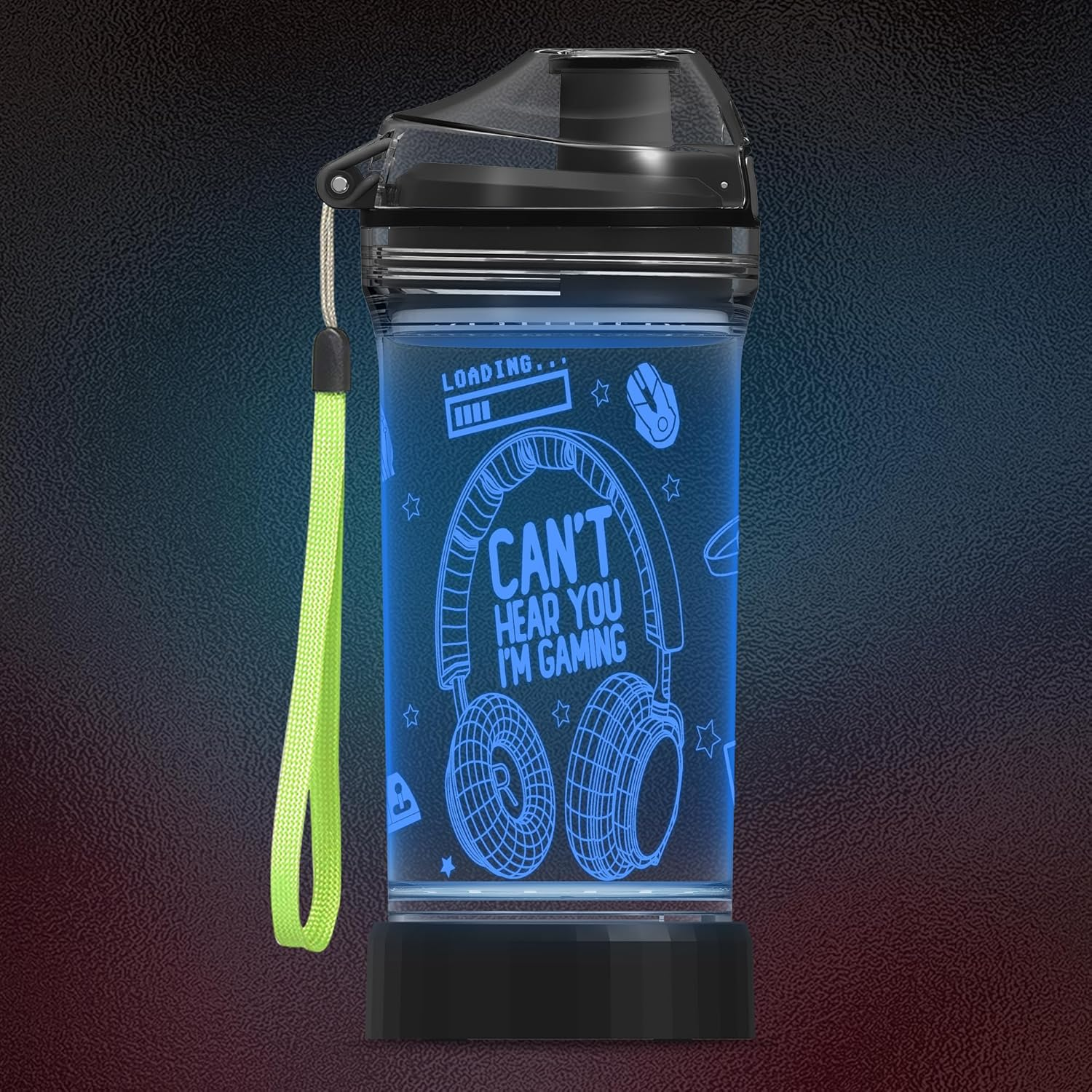 Gamer Water Bottle, Light up 3D Headphone Design, 14Oz Tritan BPA Free - for Boys Girls- Kids Drinking Cup - Christmas Holiday image number 5
