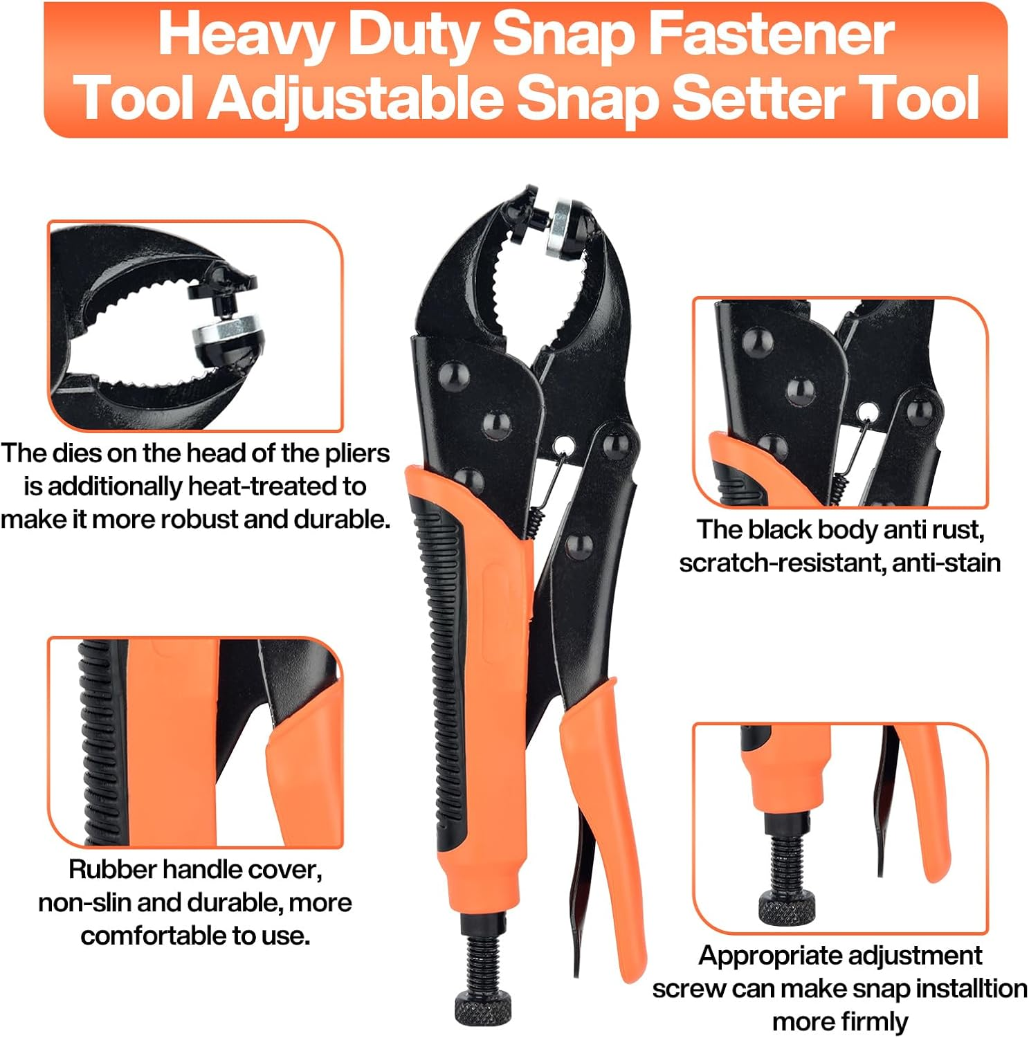 SHAVINGFUN Heavy Duty Snap Fastener Tool, Snap Pliers Tool Kit for Boat Cover Snaps,Punching Function, Snap Button Tool with Adjustable Setter,Replacing Metal Snaps, Repairing Boat Covers, Canvas, Sewing image number 1