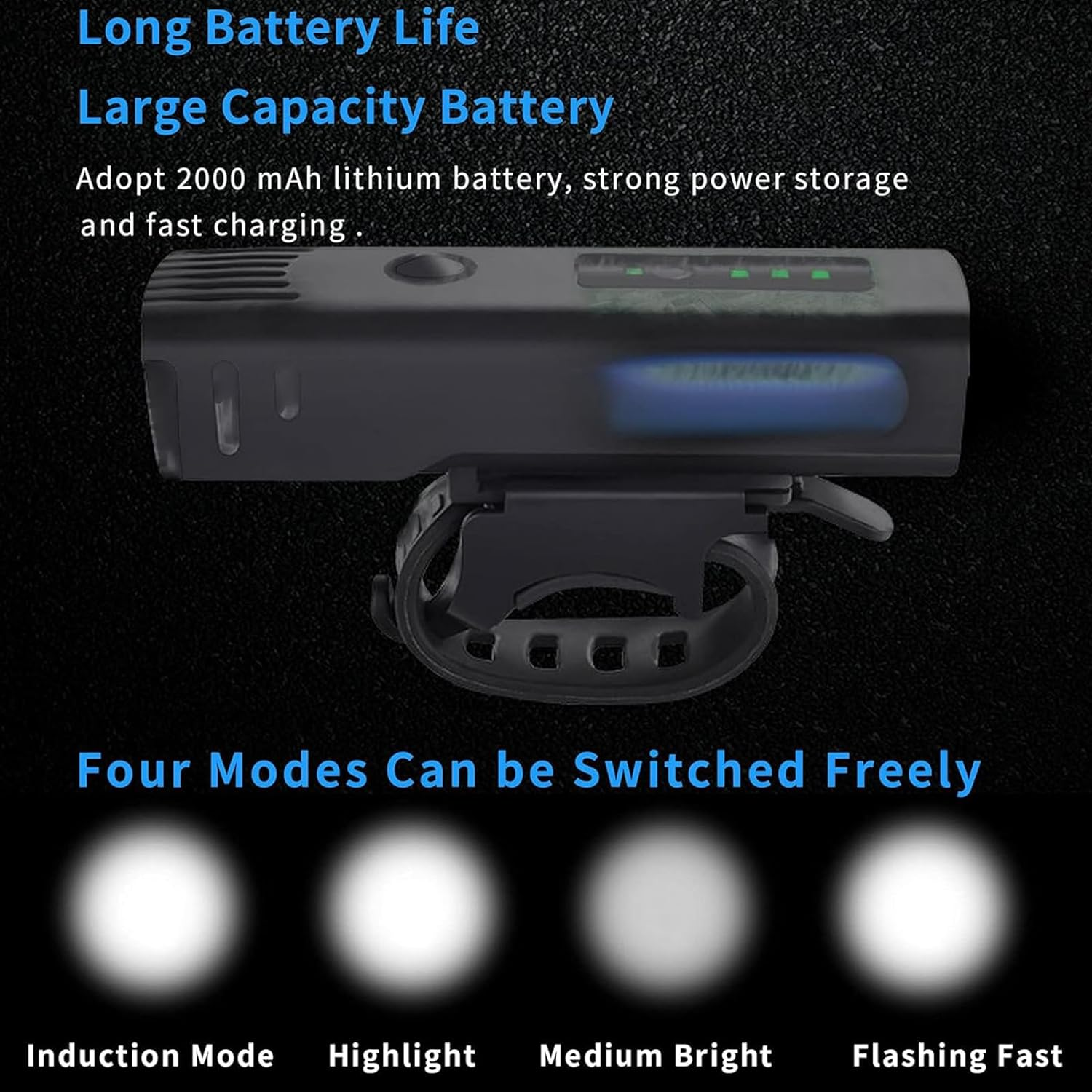 Bike Lights ，Front Back Rechargeable USB-C Led Rechargeable Bike Lights， 4 Modes, Smart Sensor Headlights, Bike Tail Lights, Waterproof IP65, Suitable for Road/Mountain Bikes image number 5