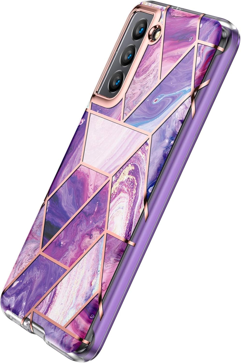 Asuwish Phone Case for Samsung Galaxy S21 FE 5G Cell Cover Hybrid Luxury Cute Marble Shockproof Full Body Hard Heavy Duty Slim Accessories S 21 EF S21FE5G UW S21FE 21S G5 6.4 Inch Women Girls Purple image number 5