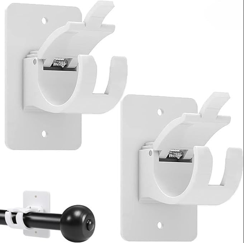 Self-Adhesive Curtain Hooks , Curtain Rod Required, Adjustable Plastic Holders for Rods, with Ceiling Curtain Track image number 1