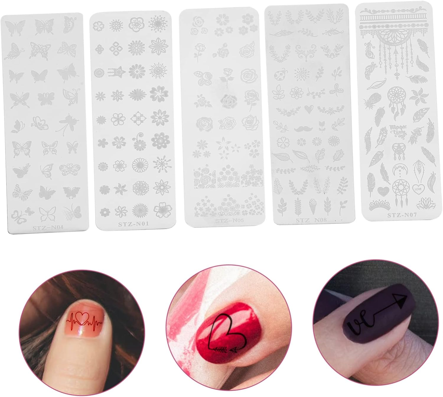 MERRYHAPY 5Pcs Nail Art Stamper Plates Nail Stamping Templates Decor Art Stencils Accessories image number 5