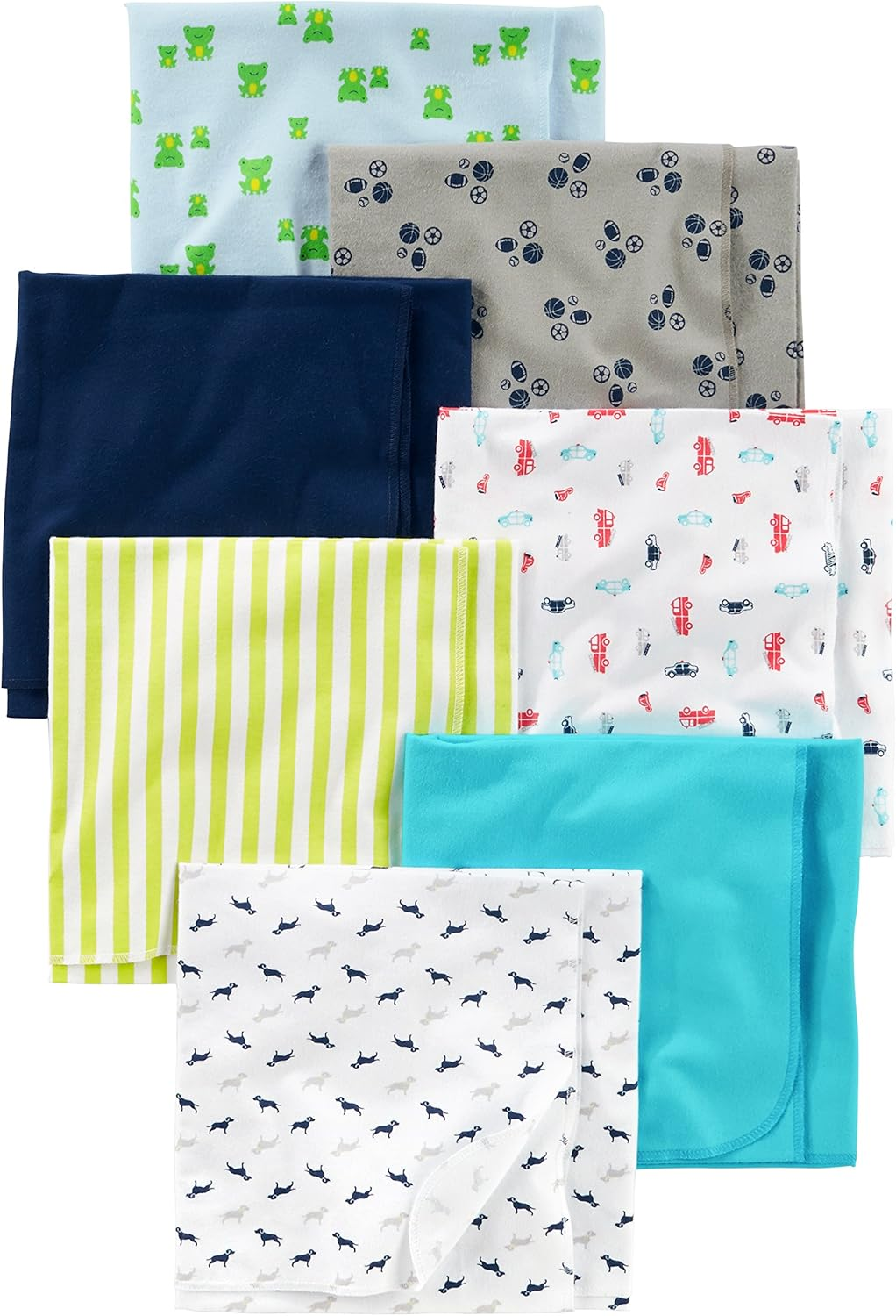 Simple Joys by Carter'S Unisex Babies' Flannel Receiving Blankets, Pack of 7, Grey/White/Black, One Size