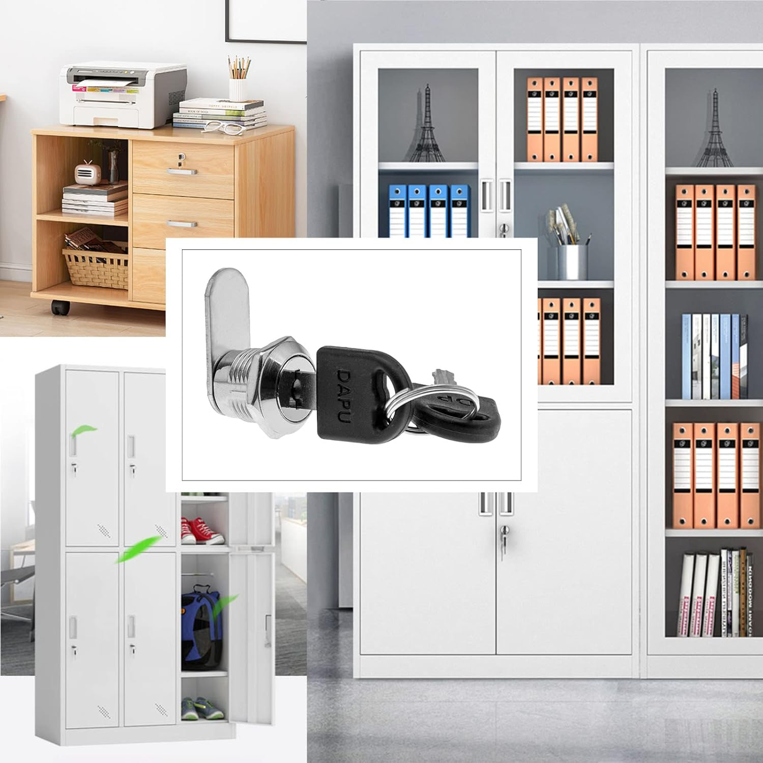 Emsea 2Pcs Cabinet Cam Lock with Keys Cylinder Cam Locks Secure Mailbox File Drawer Dresser Compartment Lock Tool Box Replacement Hardware Zinc Alloy image number 1