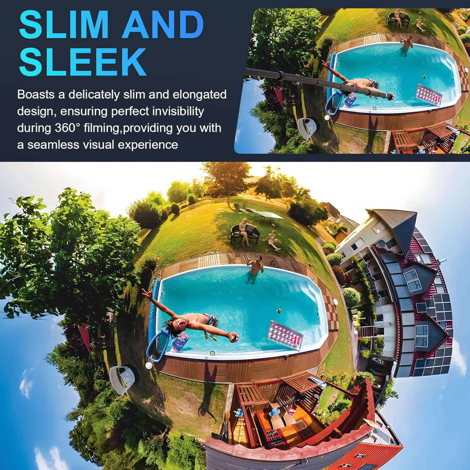 Invisible Carbon Fiber Selfie Stick for Insta360 ONE X5 X4 X3 X2/ONE RS/ONE R/ONE X Accessories Extended Pole for DJI Osmo 360 Panoramic Camera Accessories 3M Black image number 1