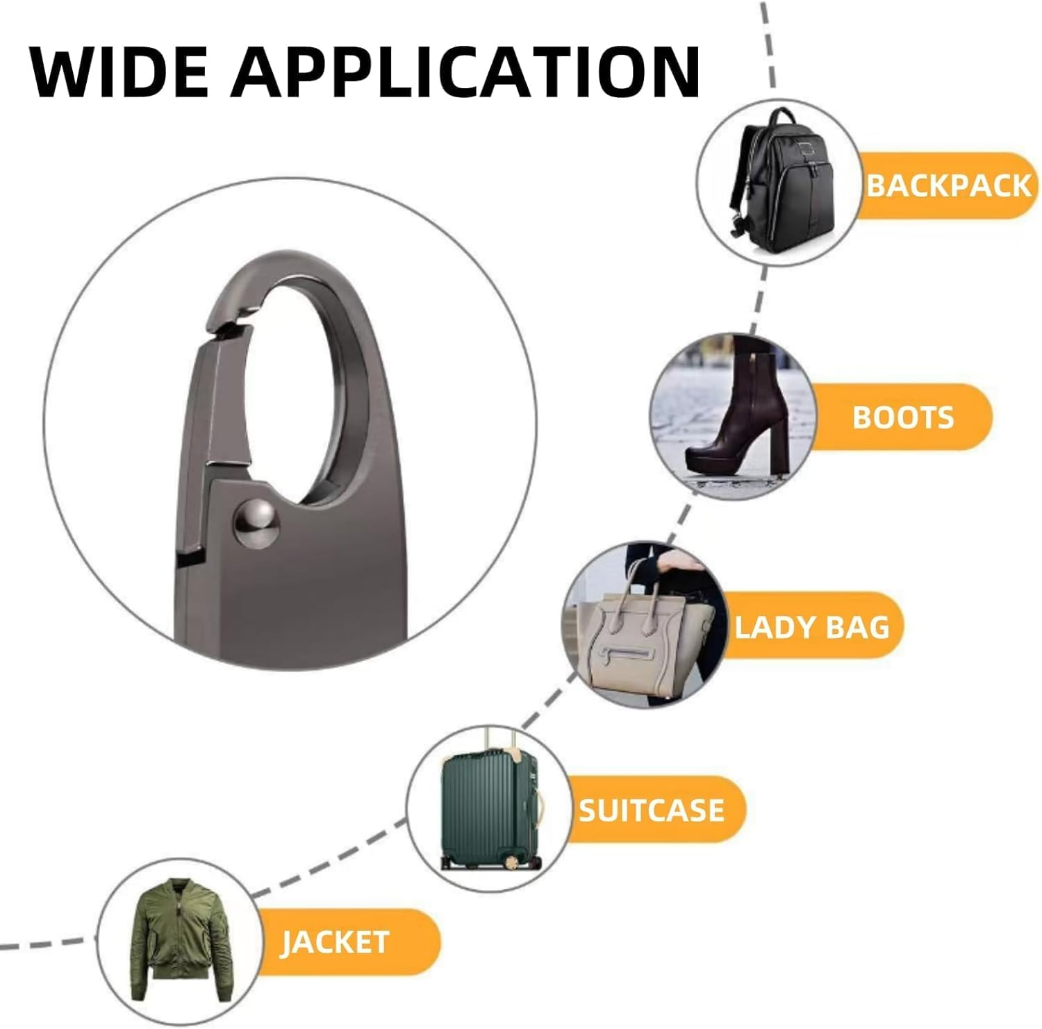 Suytvenxau 12 PCS Zipper Clip Theft Deterrent - Backpack Zipper Lock, Bag Locks for Travel, Quick Release anti Theft Clips & Key Holder, Bag Security Clips in 2 Sizes (Black, Silver, Gunmetal) image number 5