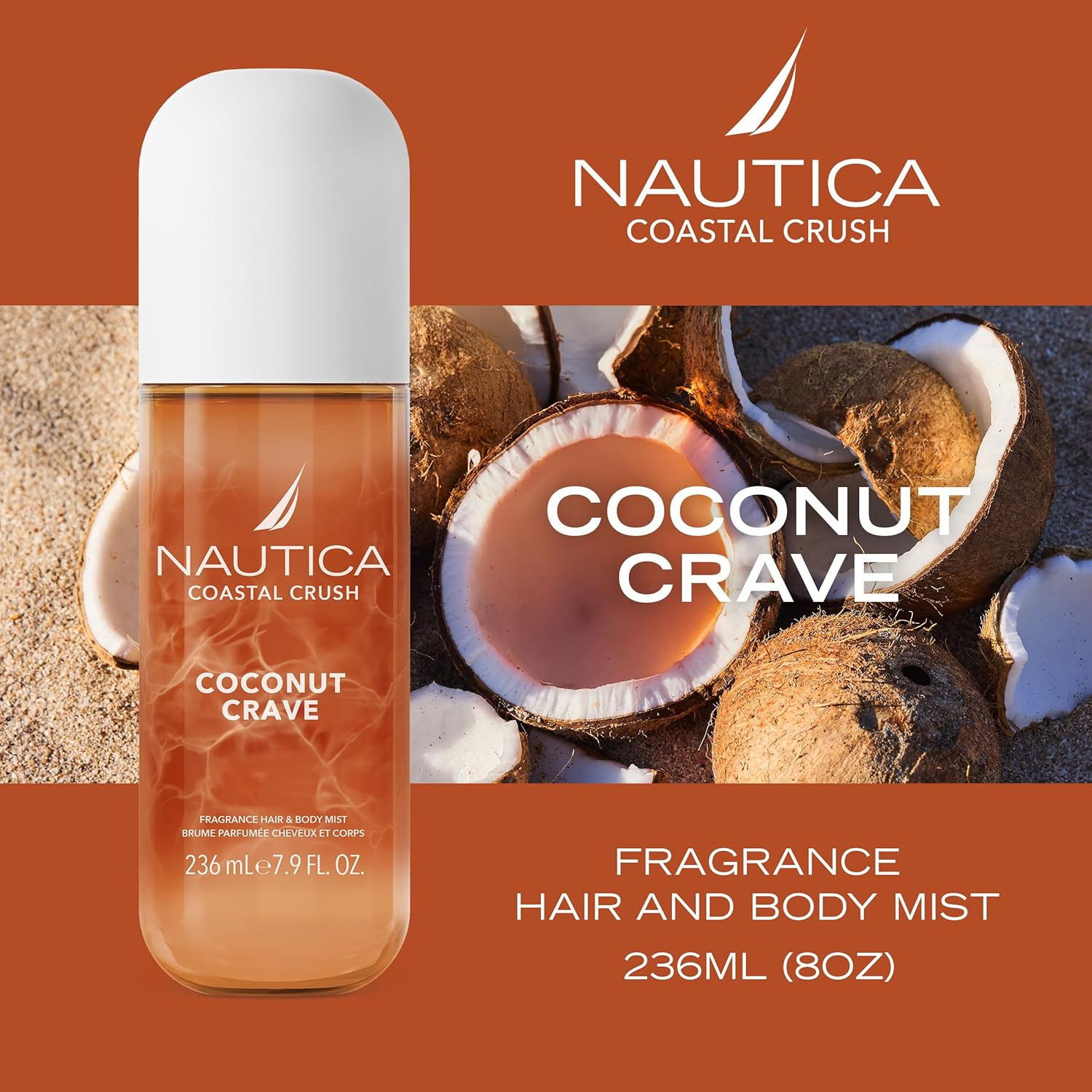 Nautica Coastal Crush Coconut Crave Body Mist, 236Ml image number 3