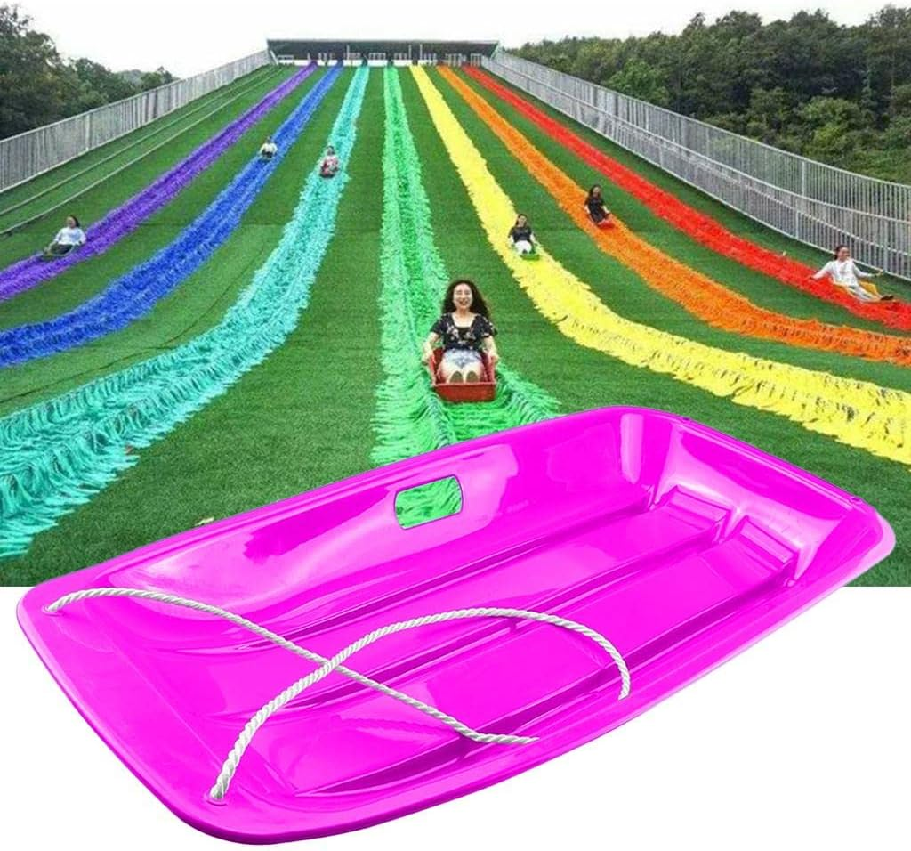 Chiwanji Solid Snow Sled, Snow Sled Adults Flyer Flying Toboggan Sledge Pull Rope and S, Purple image number 2
